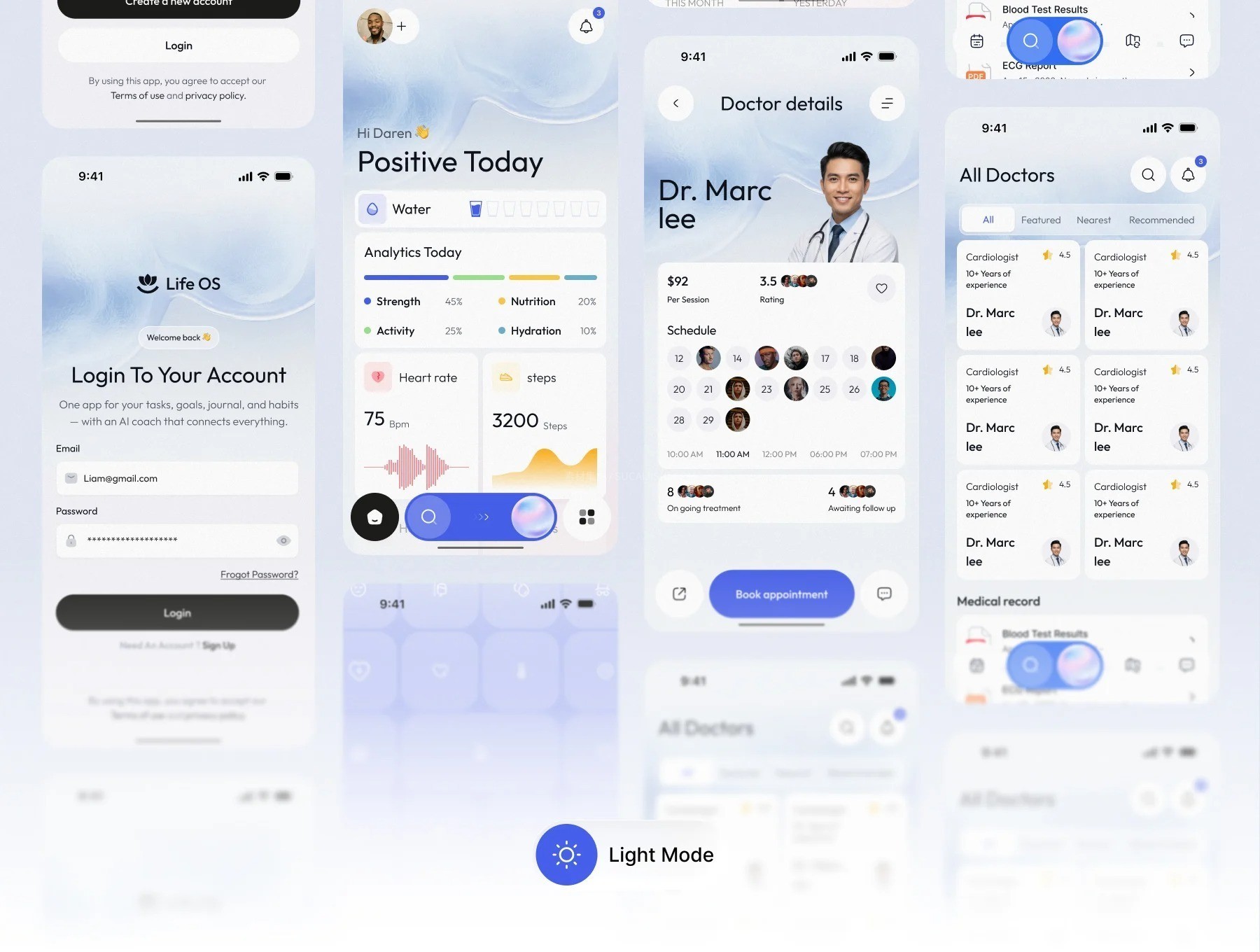 Life OS 全面健康与医疗保健 APP UI 套件